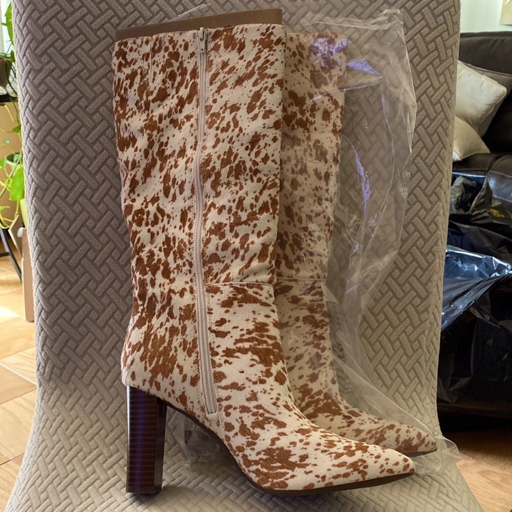 Spotten Brown calf hair tall boots
